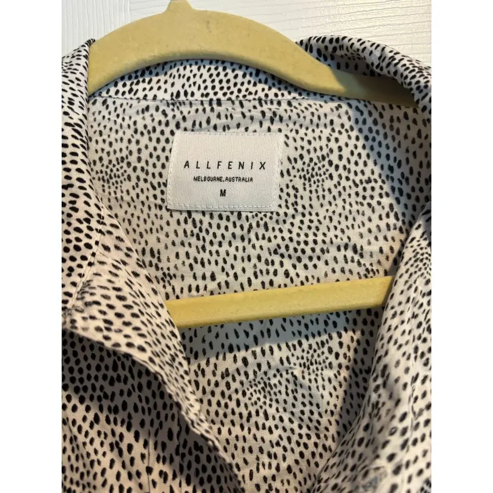NWT Allfenix White Leopard Cabana Set Men Swim Trunk Board Shorts Button Shirt